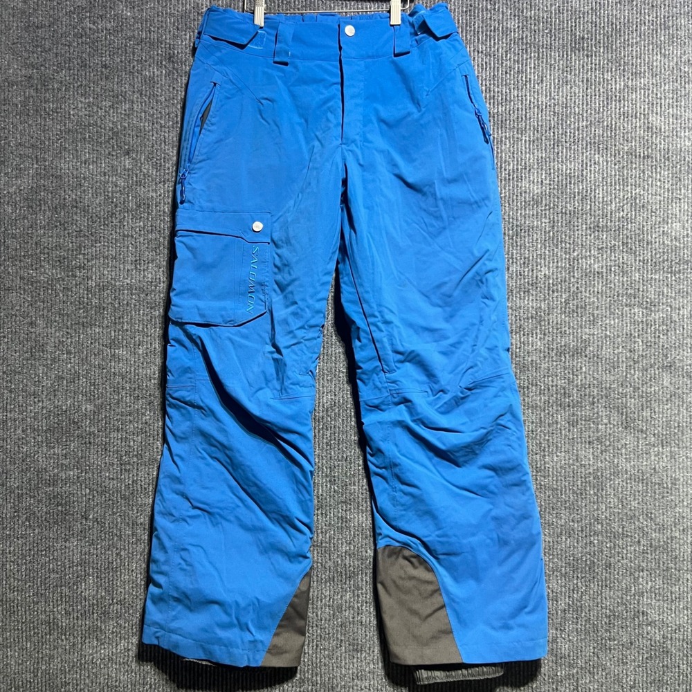 Salomon Ski Pants Mens Medium Blue ClimaPro Snowboard Cargo Insulated Outdoor